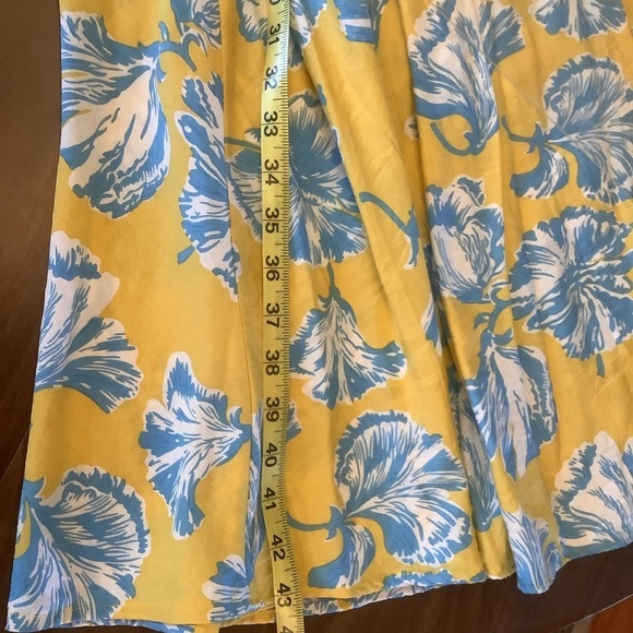 Lulus Love Boldly Yellow Blue Floral Off Shoulder Maxi Dress | Size Small - Picture 5 of 7